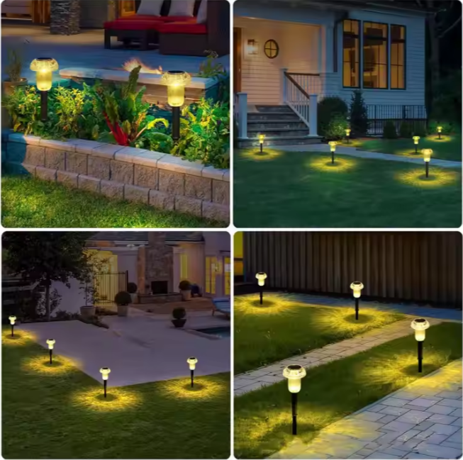 Solar Pathway Lights Outdoor Solar Lights for Outside 6 Pieces Mushroom LED