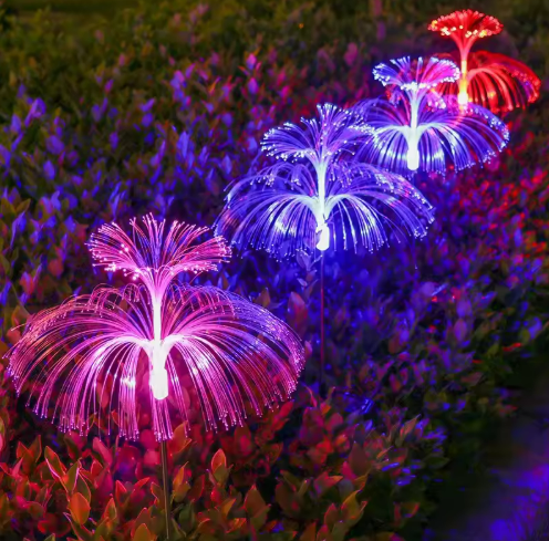 Solar Garden Lights LED 7Color Changing Stake Jellyfish Light Outdoor 2pcs