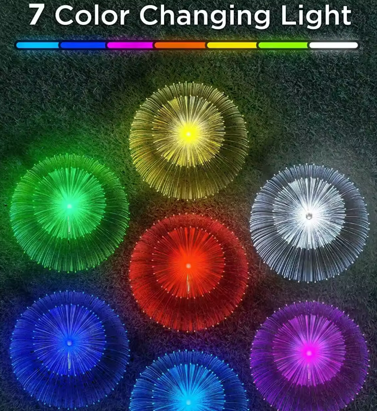 Solar Garden Lights LED 7Color Changing Stake Jellyfish Light Outdoor 2pcs